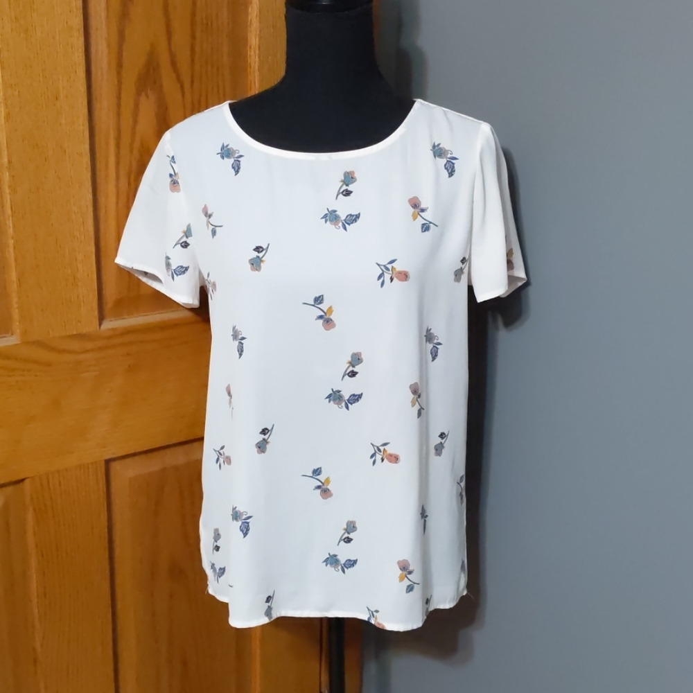 LOFT Semi-Sheer Floral Blouse